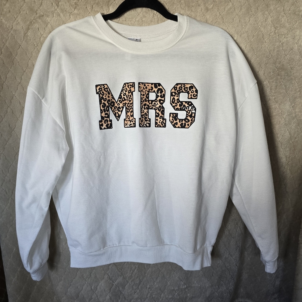 Mrs Leopard Print Crew Neck Sweatshirt